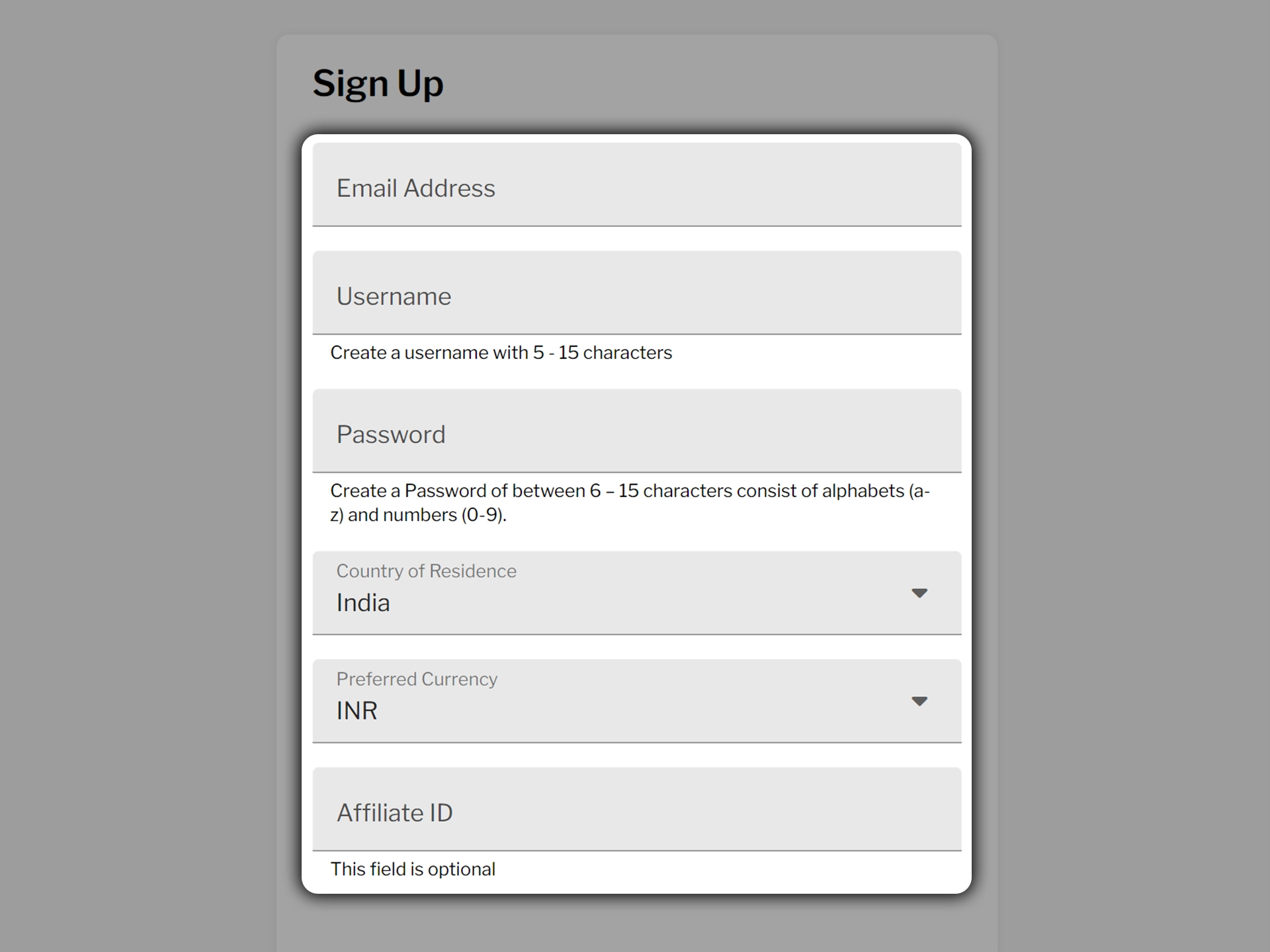 Fill in all the required fields of the 188bet registration form.