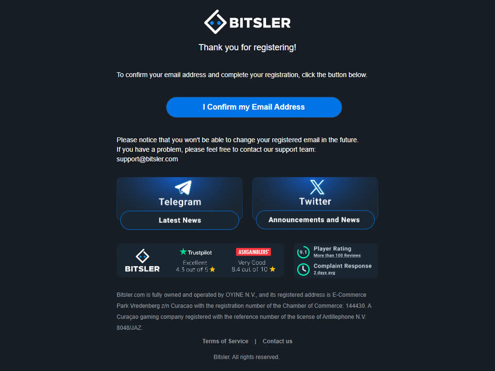 To verify your Bitsler account, follow the instructions in the email.